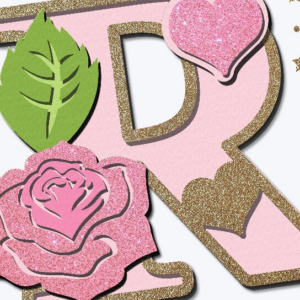 Intra απο ξύλο plywood 3mm-4mm πάχος Alphabet 3D Rose Δίασταση 15×15 cm INTRAFABR-85133049