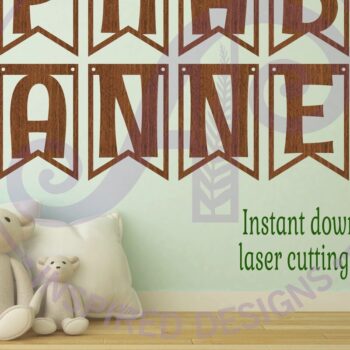 Intra απο ξύλο plywood 3mm-4mm πάχος Alphabet Bunting Banner Flags  Δίασταση 30x20 cm INTRAFABR-98676439 - Image 2