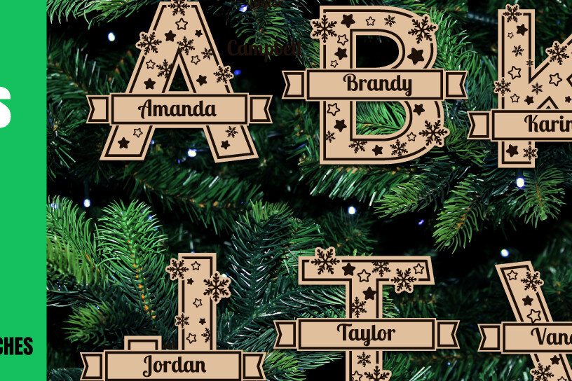 Intra απο ξύλο plywood 3mm-4mm πάχος λέιζερ για Χριστουγεννιάτικα στολίδια αλφάβητου Δίασταση 8x8 cm INTRAFABR-20605613