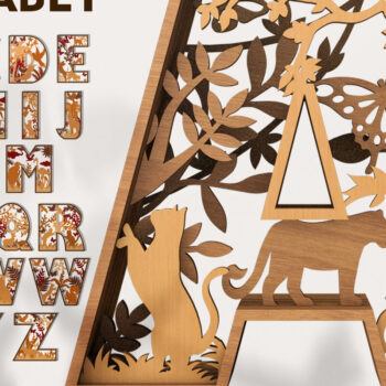 Intra απο ξύλο plywood 3mm-4mm πάχος πολλαπλών επιπέδων αλφάβητου Δίασταση 15x15 cm INTRAFABR-22143462 - Image 1