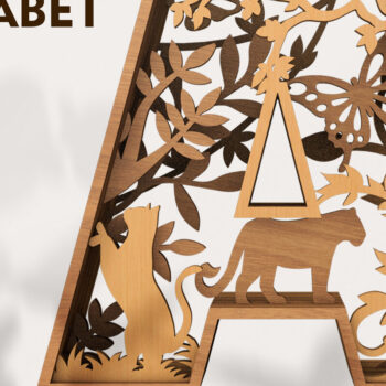 Intra απο ξύλο plywood 3mm-4mm πάχος πολλαπλών επιπέδων αλφάβητου Δίασταση 15x15 cm INTRAFABR-22143462 - Image 5