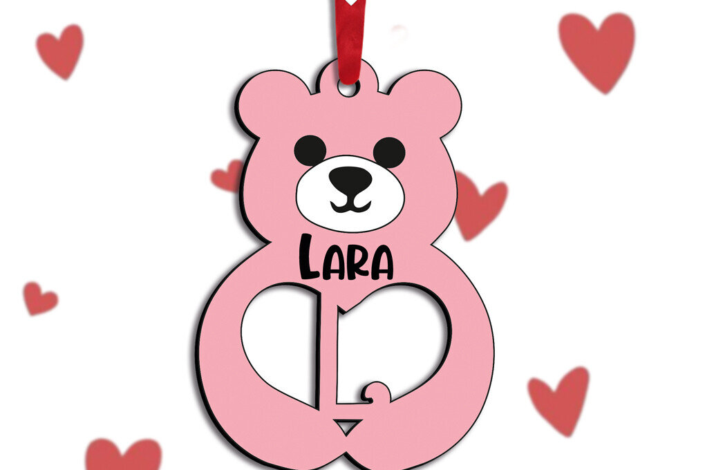 Intra απο ξύλο plywood 3mm-4mm πάχος Alphabet Bear Day Valentine Love L Δίασταση 15x15 cm INTRAFABR-115304022 - Image 1