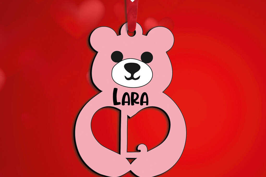 Intra απο ξύλο plywood 3mm-4mm πάχος Alphabet Bear Day Valentine Love L Δίασταση 15x15 cm INTRAFABR-115304022 - Image 2