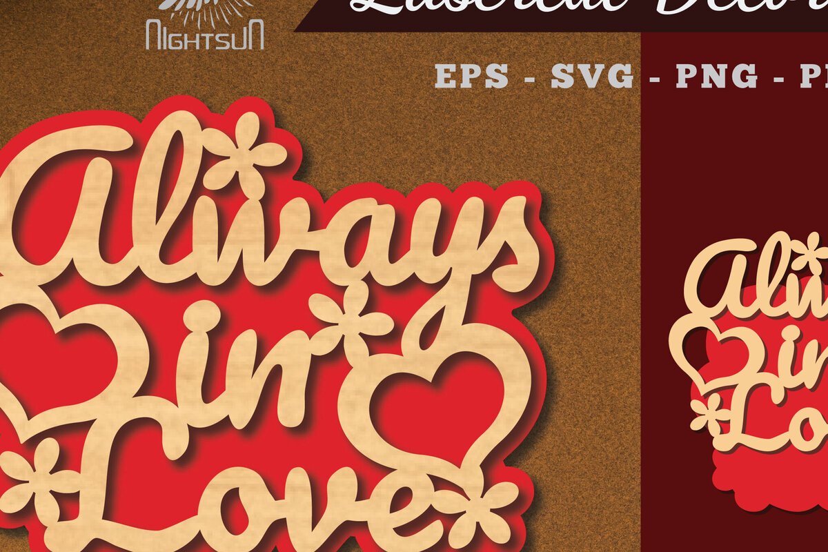 Intra απο ξύλο plywood 3mm-4mm πάχος Always in Love Διακόσμηση Δίασταση 15x15 cm INTRAFABR-114020907