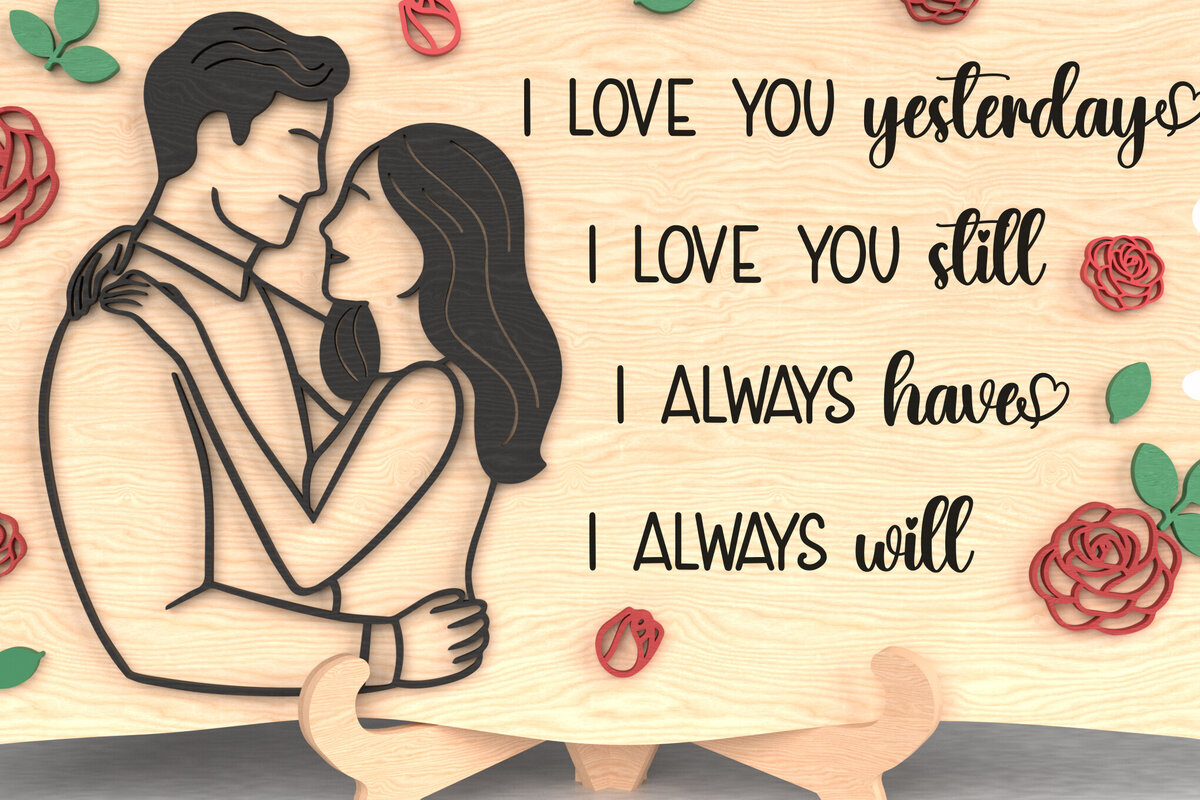 Intra απο ξύλο plywood 3mm-4mm πάχος Always Love You Couple Plaque Δίασταση 8x8 cm INTRAFABR-110819524