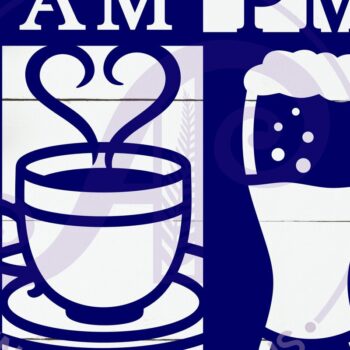 Intra απο ξύλο plywood 3mm-4mm πάχος Επιτοίχια πινακίδα AM PM Coffee and Beer, Δίασταση 10x10 cm INTRAFABR-121470215 - Image 2