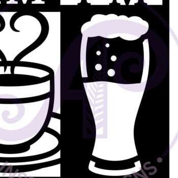 Intra απο ξύλο plywood 3mm-4mm πάχος Επιτοίχια πινακίδα AM PM Coffee and Beer, Δίασταση 10x10 cm INTRAFABR-121470215 - Image 4