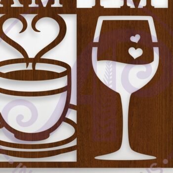 Intra απο ξύλο plywood 3mm-4mm πάχος Επιτοίχια πινακίδα AM PM Coffee and Wine, Δίασταση 10x10 cm INTRAFABR-122229510 - Image 1