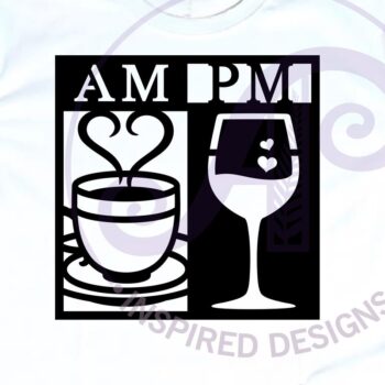 Intra απο ξύλο plywood 3mm-4mm πάχος Επιτοίχια πινακίδα AM PM Coffee and Wine, Δίασταση 10x10 cm INTRAFABR-122229510 - Image 3