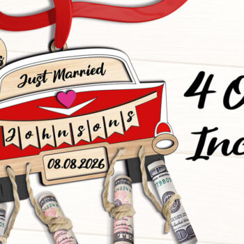 Intra απο ξύλο plywood 3mm-4mm πάχος America Wedding Car Κρεμαστή θήκη χρημάτων Δίασταση 5x5 cm INTRAFABR-102046040 - Image 1