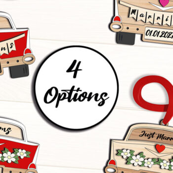 Intra απο ξύλο plywood 3mm-4mm πάχος America Wedding Car Κρεμαστή θήκη χρημάτων Δίασταση 5x5 cm INTRAFABR-102046040 - Image 2