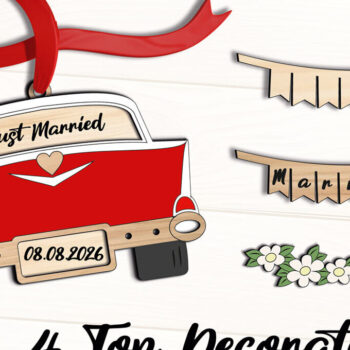 Intra απο ξύλο plywood 3mm-4mm πάχος America Wedding Car Κρεμαστή θήκη χρημάτων Δίασταση 5x5 cm INTRAFABR-102046040 - Image 3