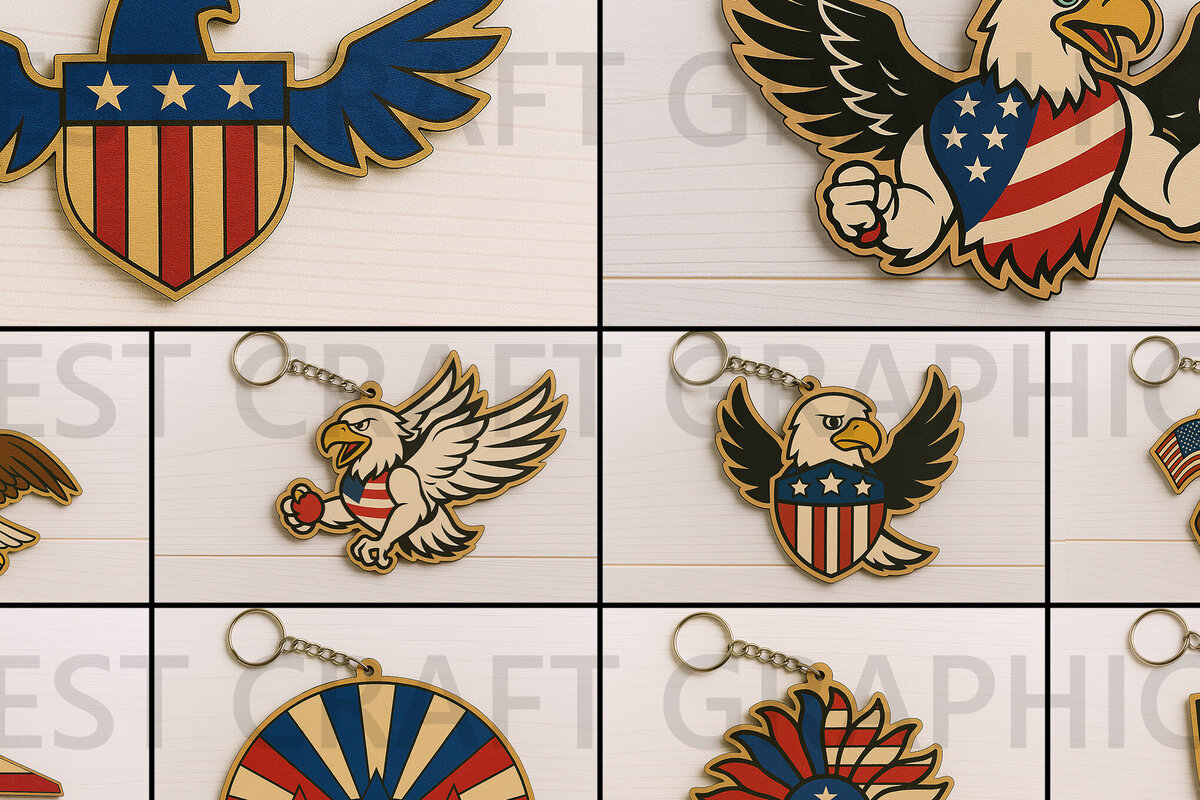 Intra απο ξύλο plywood 3mm-4mm πάχος Μπρελόκ American Eagle Δίασταση 4x4 cm INTRAFABR-122667864 - Image 1