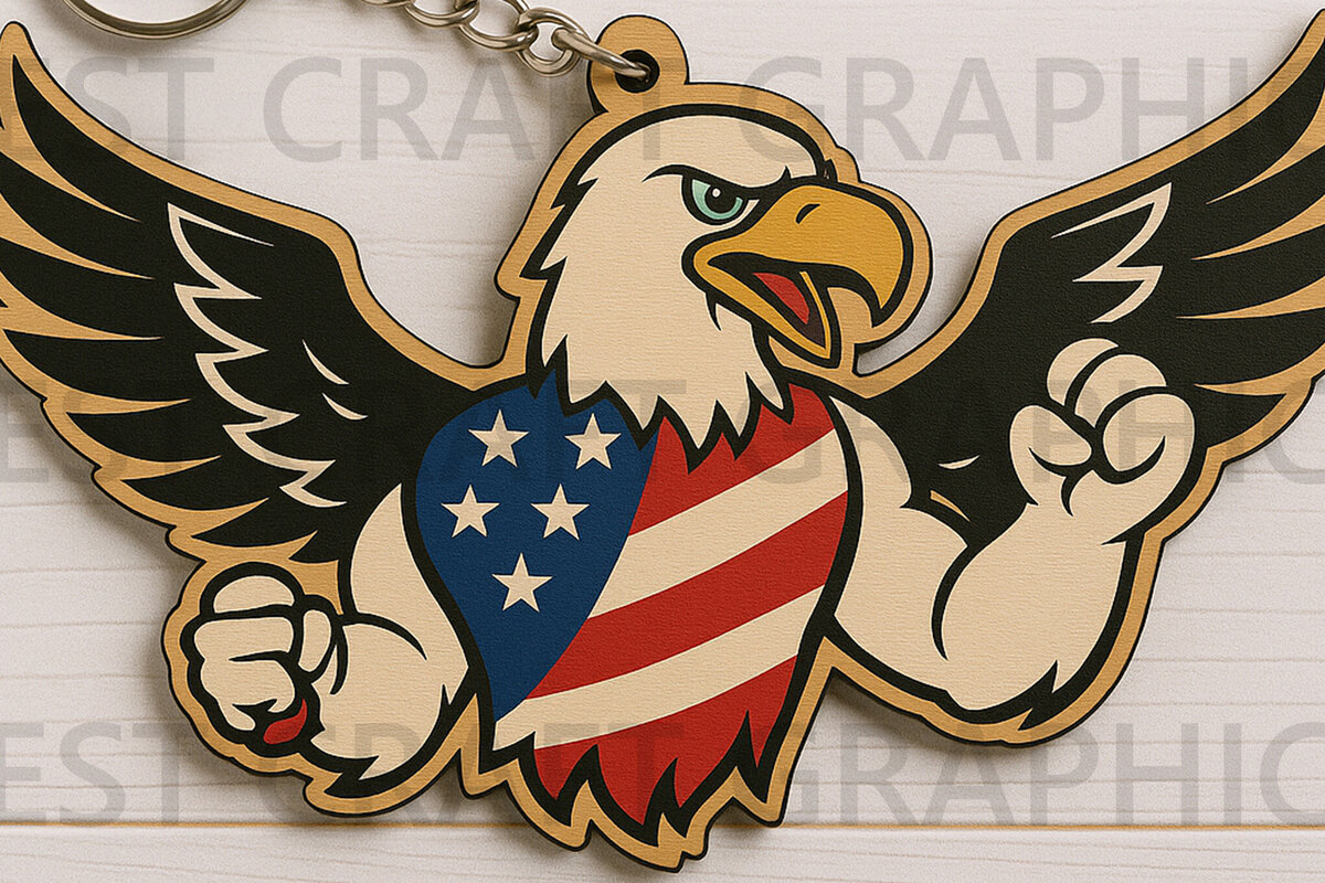 Intra απο ξύλο plywood 3mm-4mm πάχος Μπρελόκ American Eagle Δίασταση 4x4 cm INTRAFABR-122667864 - Image 3