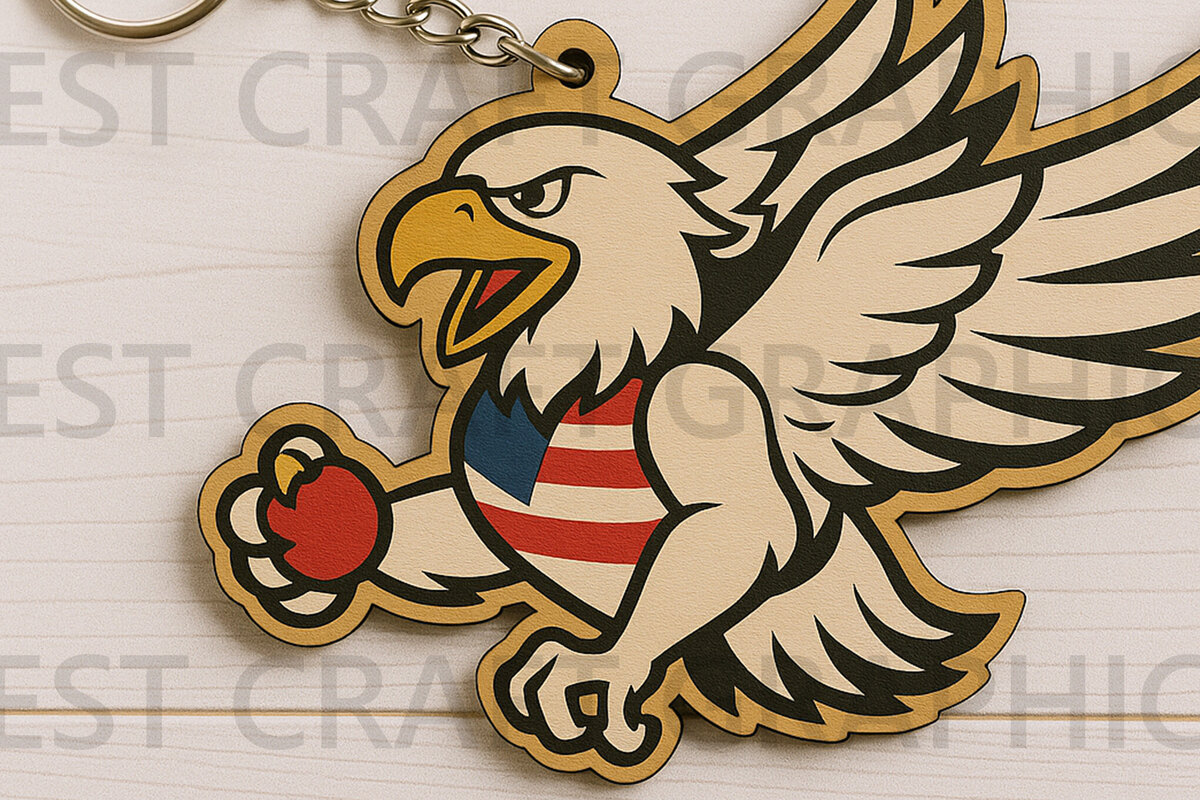 Intra απο ξύλο plywood 3mm-4mm πάχος Μπρελόκ American Eagle Δίασταση 4x4 cm INTRAFABR-122667864 - Image 4