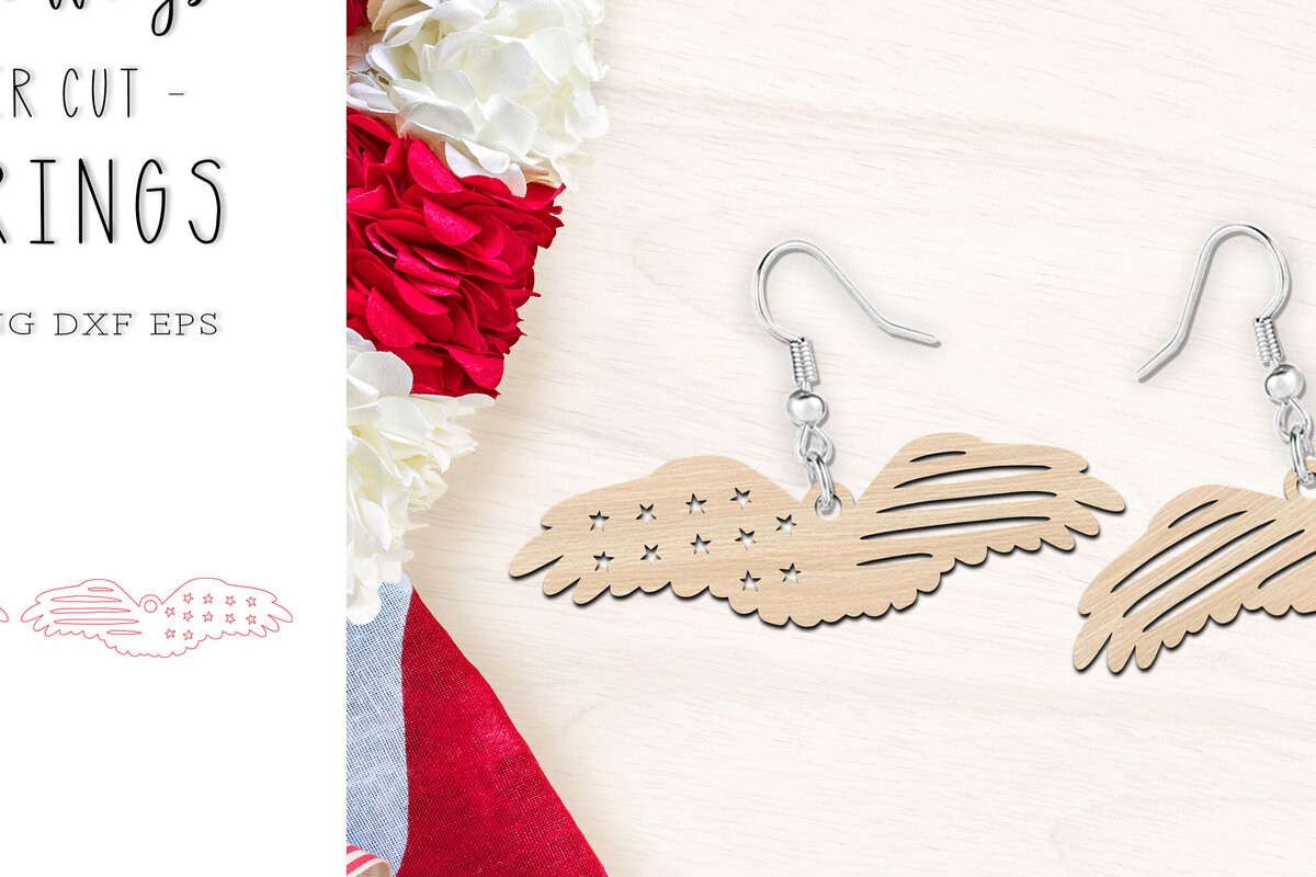 Intra απο ξύλο plywood 3mm-4mm πάχος Σκουλαρίκια λέιζερ American Eagle Patriotic Δίασταση 1x2 cm INTRAFABR-121423436