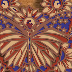 Intra απο ξύλο plywood 3mm-4mm πάχος American Flag Butterfly Multilayer Δίασταση 30x20 cm INTRAFABR-80682445