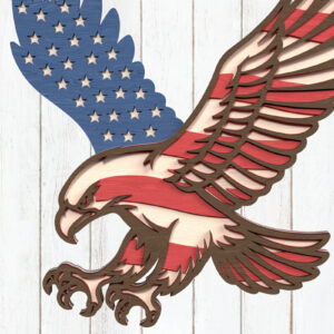 Intra απο ξύλο plywood 3mm-4mm πάχος American Flag Eagle Δίασταση 8x8 cm INTRAFABR-122116294