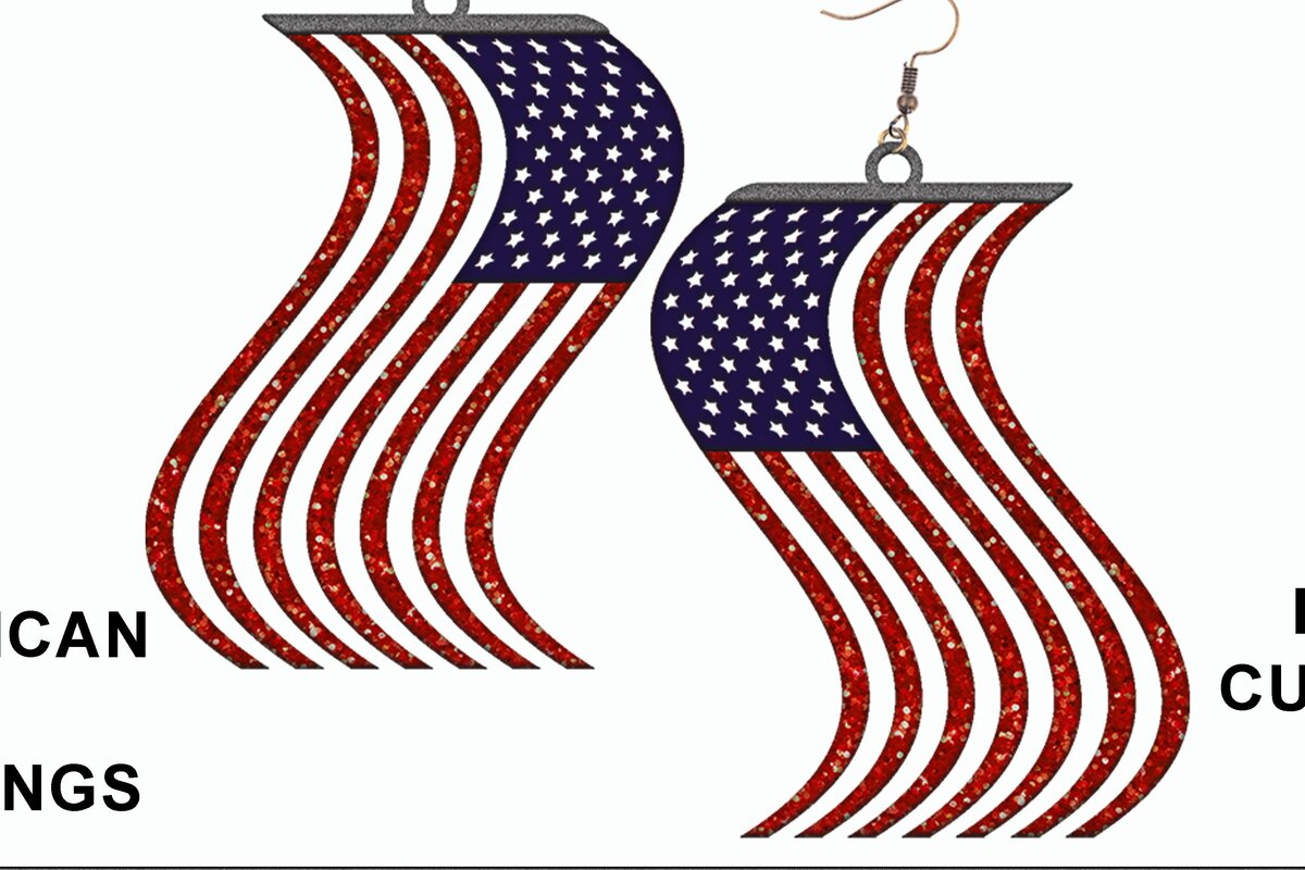 Intra απο ξύλο plywood 3mm-4mm πάχος Σκουλαρίκια American Flag Δίασταση 3x3 cm INTRAFABR-31664950