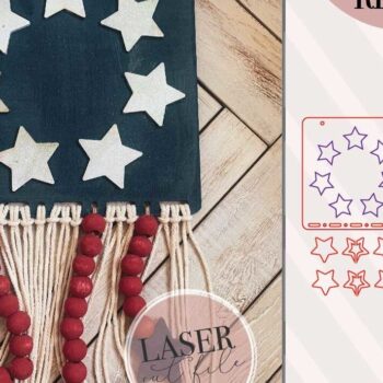 Intra απο ξύλο plywood 3mm-4mm πάχος American Flag Macrame Δίασταση 30x20 cm INTRAFABR-75009507 - Image 1