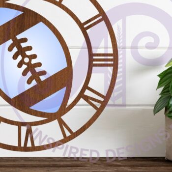 Intra απο ξύλο plywood 3mm-4mm πάχος Πρότυπο ρολογιού τοίχου αμερικανικού ποδοσφαίρου μπάλα Δίασταση 8x8 cm INTRAFABR-93038337 - Image 2