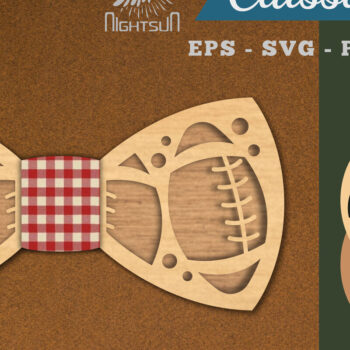 Intra απο ξύλο plywood 3mm-4mm πάχος Παπιγιόν με λέιζερ αμερικανικού ποδοσφαίρου Δίασταση 15x15 cm INTRAFABR-112552465 - Image 1