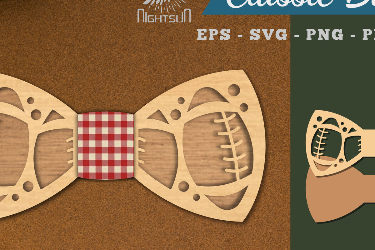 Intra απο ξύλο plywood 3mm-4mm πάχος Παπιγιόν με λέιζερ αμερικανικού ποδοσφαίρου Δίασταση 15x15 cm INTRAFABR-112552465