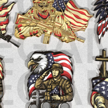 Intra απο ξύλο plywood 3mm-4mm πάχος American Heroes Eagle 4 Ιουλίου Δίασταση 25x25 cm INTRAFABR-123357323 - Image 1
