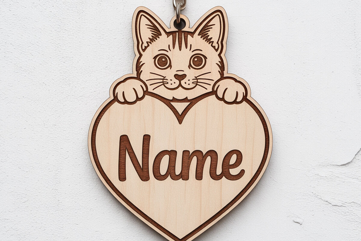 Intra απο ξύλο plywood 3mm-4mm πάχος Μπρελόκ American Shorthair Cat Δίασταση 6x6 cm INTRAFABR-122315468 - Image 1