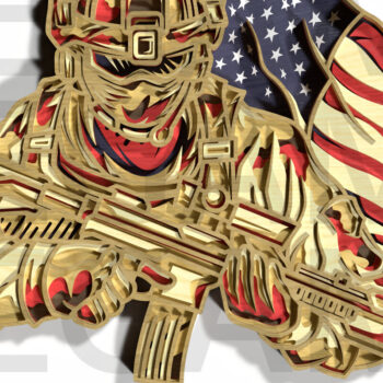 Intra απο ξύλο plywood 3mm-4mm πάχος American Soldier Layered Design Δίασταση 30x20 cm INTRAFABR-121878403 - Image 1