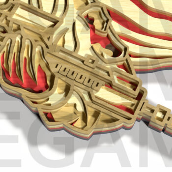 Intra απο ξύλο plywood 3mm-4mm πάχος American Soldier Layered Design Δίασταση 30x20 cm INTRAFABR-121878403 - Image 2