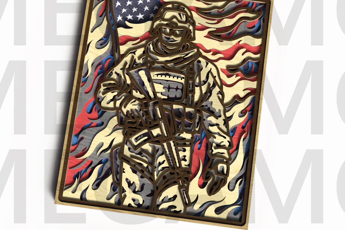 Intra απο ξύλο plywood 3mm-4mm πάχος με στρώματα American Soldier Δίασταση 30x20 cm INTRAFABR-122357501