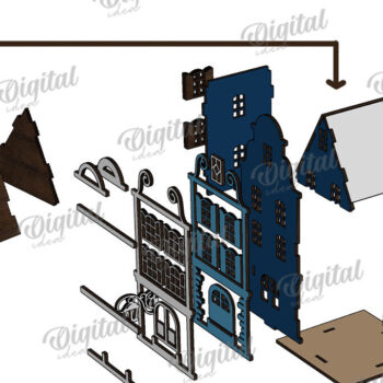 Intra απο ξύλο plywood 3mm-4mm πάχος Amsterdam House. Κηροπήγιο Δίασταση 30x20 cm INTRAFABR-114872982 - Image 3