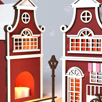 Intra απο ξύλο plywood 3mm-4mm πάχος Amsterdam House. Κηροπήγιο Δίασταση 30x20 cm INTRAFABR-114873007 - Image 1