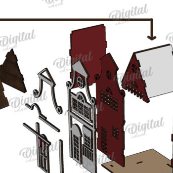 Intra απο ξύλο plywood 3mm-4mm πάχος Amsterdam House. Κηροπήγιο Δίασταση 30x20 cm INTRAFABR-114873007 - Image 3