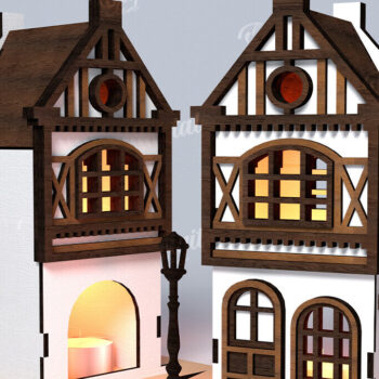 Intra απο ξύλο plywood 3mm-4mm πάχος Amsterdam House. Κηροπήγιο Δίασταση 30x20 cm INTRAFABR-114873068 - Image 1