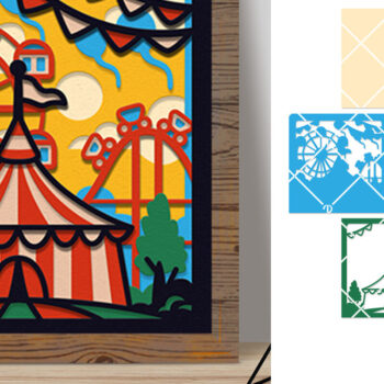 Intra απο ξύλο plywood 3mm-4mm πάχος Λούνα Παρκ 3D Shadow Box Δίασταση 714x714 cm INTRAFABR-77138294 - Image 1