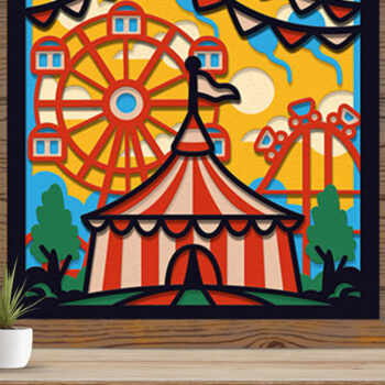 Intra απο ξύλο plywood 3mm-4mm πάχος Λούνα Παρκ 3D Shadow Box Δίασταση 714x714 cm INTRAFABR-77138294 - Image 2