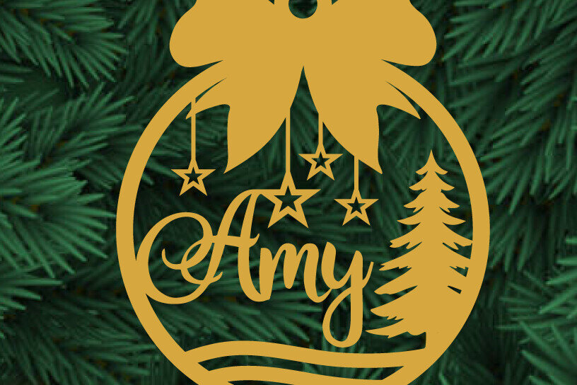 Intra απο ξύλο plywood 3mm-4mm πάχος κοπής με λέιζερ Χριστουγεννιάτικο στολίδι της Amy Δίασταση 8x8 cm INTRAFABR-109762097