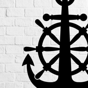 Intra απο ξύλο plywood 3mm-4mm πάχος Άγκυρα και Τροχός πλοίου Δίασταση 30x20 cm INTRAFABR-71455604 - Image 1