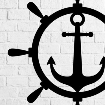 Intra απο ξύλο plywood 3mm-4mm πάχος Άγκυρα μέσα στο διανυσματικό τροχού πλοίου Δίασταση 30x20 cm INTRAFABR-71455598 - Image 1