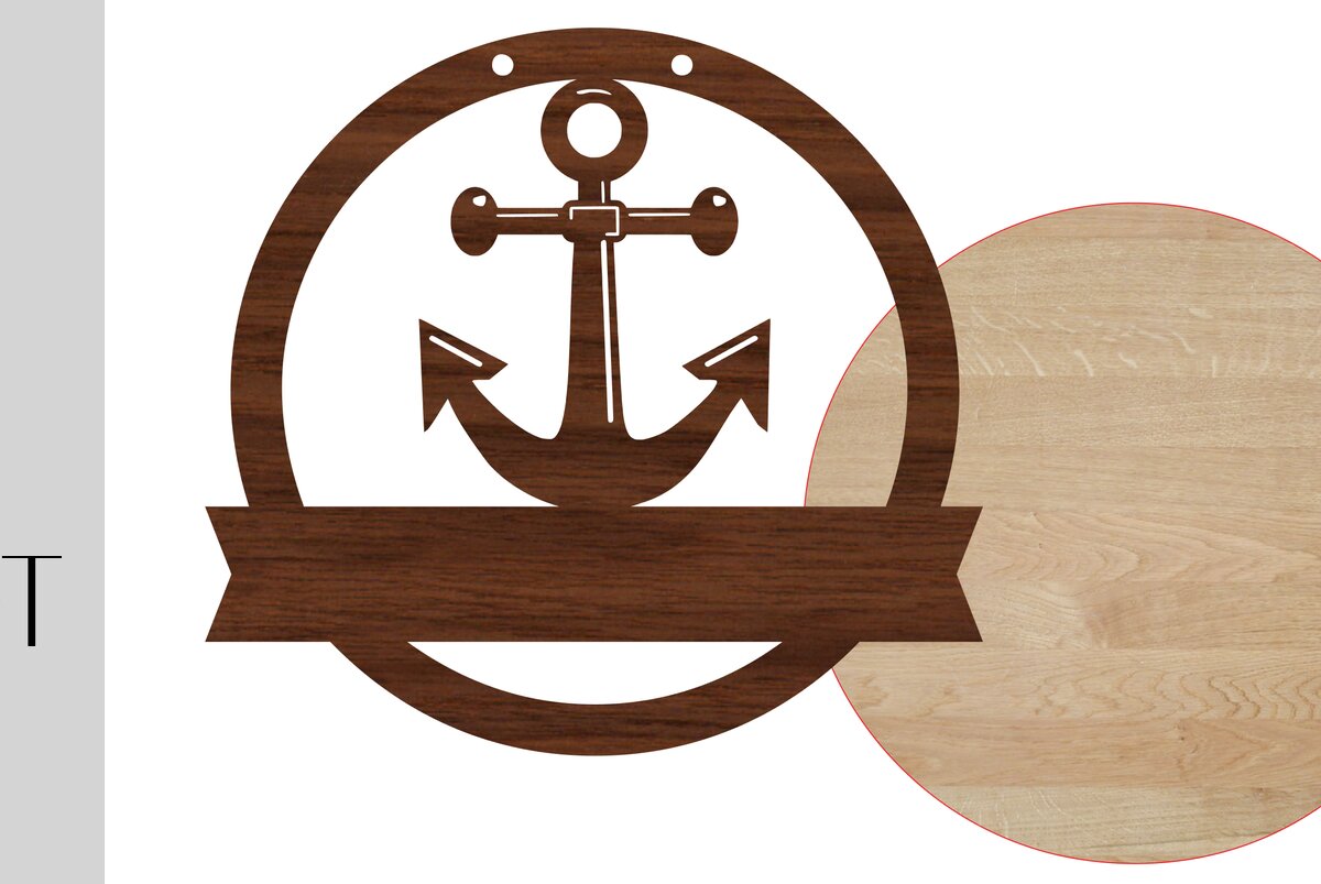Intra απο ξύλο plywood 3mm-4mm πάχος Σημάδι καλωσορίσματος άγκυρας και κενό Δίασταση 9x9 cm INTRAFABR-13922302 - Image 1