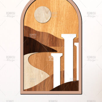 Intra απο ξύλο plywood 3mm-4mm πάχος Αρχαίες στήλες στο ηλιοβασίλεμα τρισδιάστατες στρώσεις Δίασταση 40x40 cm INTRAFABR-125136096 - Image 1