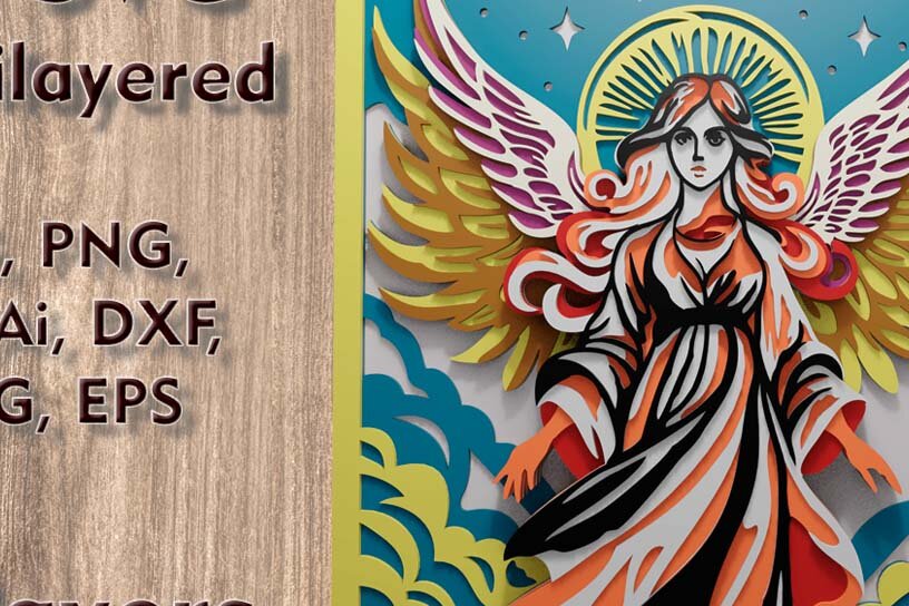 Intra απο ξύλο plywood 3mm-4mm πάχος κομμένων πολλαπλών επιπέδων Angel 3D Δίασταση 10x10 cm INTRAFABR-110903767