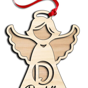 Intra απο ξύλο plywood 3mm-4mm πάχος Angel  Letter D Στολίδι Δώρο Δίασταση 8x8 cm INTRAFABR-116226139 - Image 3