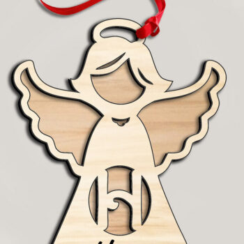 Intra απο ξύλο plywood 3mm-4mm πάχος Angel  Letter H Στολίδι Δώρο Δίασταση 8x8 cm INTRAFABR-116273341 - Image 1