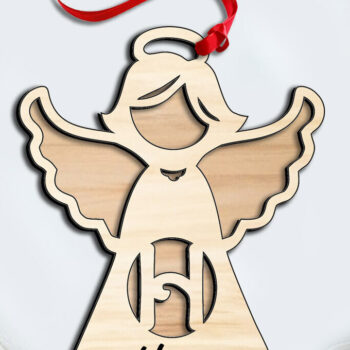 Intra απο ξύλο plywood 3mm-4mm πάχος Angel  Letter H Στολίδι Δώρο Δίασταση 8x8 cm INTRAFABR-116273341 - Image 2