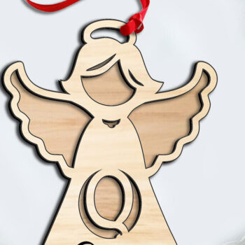 Intra απο ξύλο plywood 3mm-4mm πάχος Angel  Letter Q Ιερό Στολίδι Δίασταση 8x8 cm INTRAFABR-116353119 - Image 1