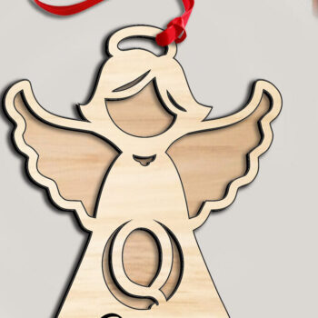 Intra απο ξύλο plywood 3mm-4mm πάχος Angel  Letter Q Ιερό Στολίδι Δίασταση 8x8 cm INTRAFABR-116353119 - Image 2