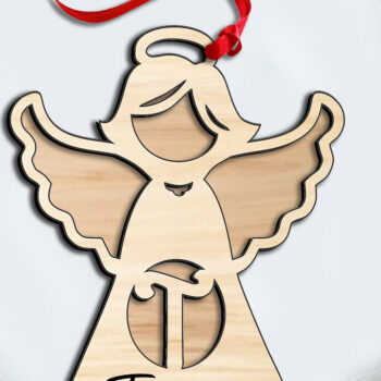 Intra απο ξύλο plywood 3mm-4mm πάχος Angel  Letter T Ιερό Στολίδι Δίασταση 8x8 cm INTRAFABR-116353310 - Image 1